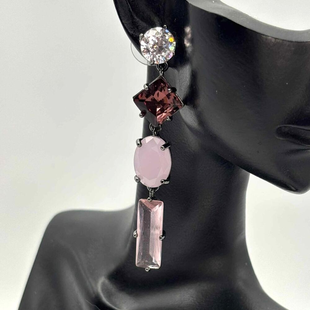Purple Crystal Drop Earrings